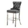 thumbnail image 1 of Dark Gray Velvet Barstool 29" with Silver Stainless Steel (Single), 1 of 4