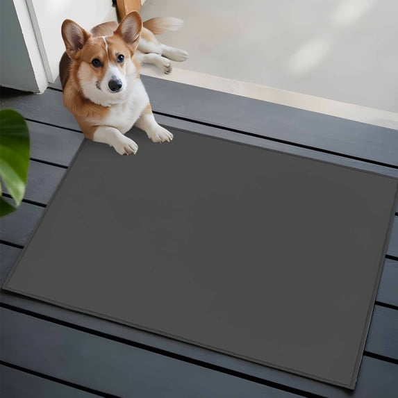 Dark Gray Washable Area Rug 2x3 Solid Color Low-Profile Area Rugs with Non Slip Backing Indoor Floor Carpet for Entrance Living Room Bedroom Home Office