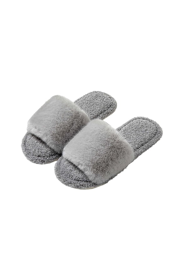 Dark Gray Womens Casual Round Toe Cotton Slippers Indoor Home Warm Soft Sole Slip On Winter House Shoes