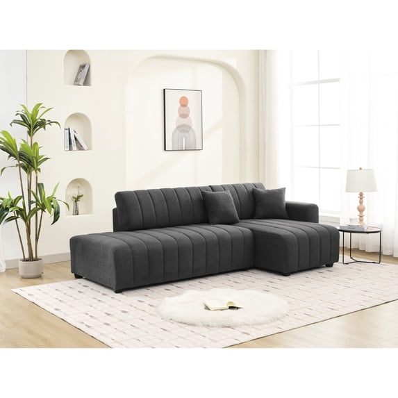 Dark Gray Wool Sectional With Chaise For Living Room 3 And Elegant