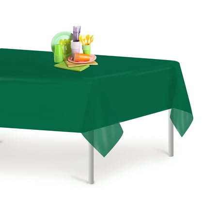 Dark Green 12 Pack Premium Disposable Plastic Tablecloth 54 Inch. x 108 Inch. Rectangle Table Cover By Grandipity