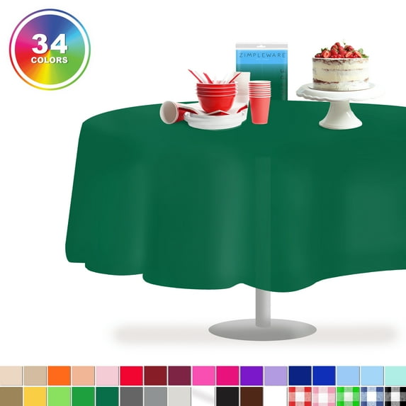 Dark Green 12 Pack Standard Disposable Plastic Party Tablecloth 84" Inch Round Table Cover By Zimpleware