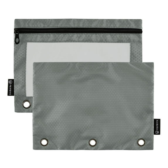 Dark Green 2 Pack Pencil Pouch for 3 Ring Binder Smooth Zipper Folders with Pockets Clear Window Pencil Case