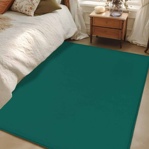 Dark Green 3x5 Area Rugs, Farmhouse Solid Green Color Modern Art Non-Skid Rubber Backing Large Rectangle Rugs - Living Room Bedroom Home Office, Indoor Floor Mat Carpets Washable Rug