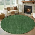 thumbnail image 1 of Dark Green 6ft Round Rug, Farmhouse Burlap Solid Green Color Modern Linen Texture Non-Skid Rubber Backing Large Area Rugs - Living Room Bedroom Home Office, Indoor Floor Mat Carpets Washable Rug, 1 of 9