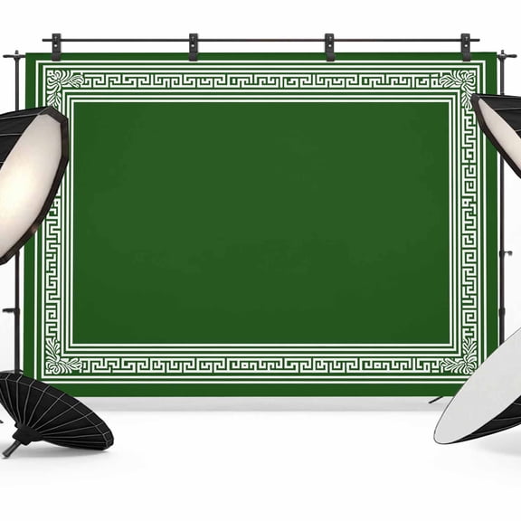 Dark Green Abstract Art Photography Backdrop 7x5FT, Greek Key Geometric Country Farm Photo Backdrops, Background for Photography Studio Photo Studio Background, Back Drop for Photoshoot
