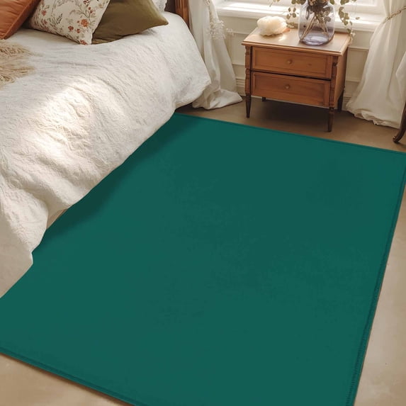 Dark Green Area Rugs 2.7x5 for Living Room, Farmhouse Solid Green Color Modern Art Non Slip Washable Rug Runner, Low Pile Indoor Floor Carpet Mat Bathroom Rugs for Bedroom, Kids Room