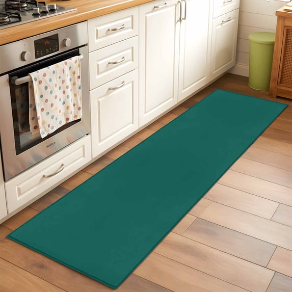 Dark Green Area Rugs 2x6 for Kitchen Runner Rug, Farmhouse Solid Green Color Modern Art Non Slip Washable Rug Runner, Low Pile Indoor Floor Carpet Mat Bathroom Rugs for Bedroom, Kids Room