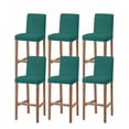 thumbnail image 1 of Dark Green Bar Stool Covers Set of 6, Modern Pure Dark Green Stretch Washable Bar Chair Covers with Backs, Removable Pub Counter Height Chair Cover for Kitchen Dining Room Cafe, 1 of 7