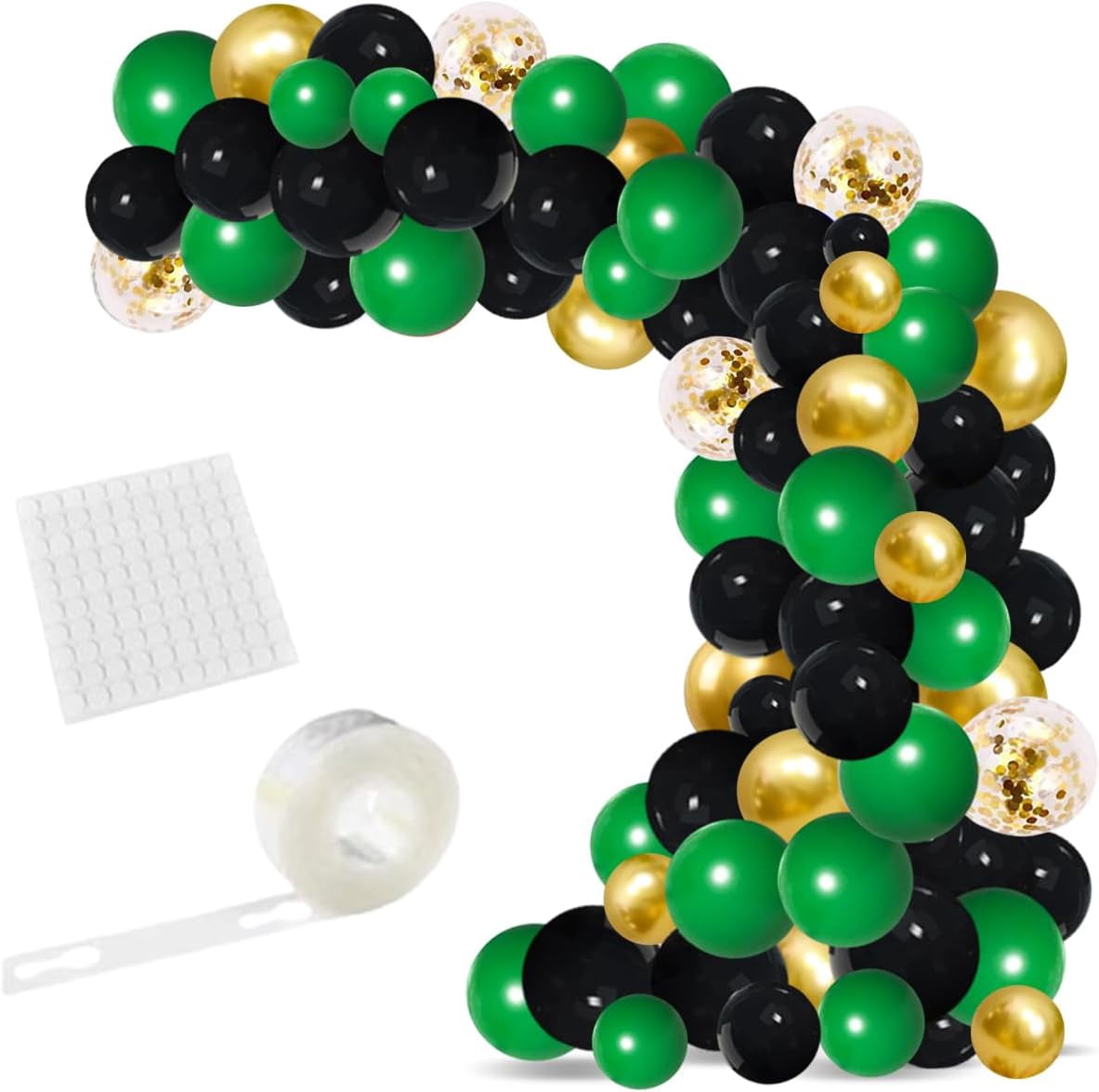 Dark Green Black Gold Balloon Garland Arch - Emerald Green Balloons Metallic Gold Confetti Balloons Super Football Balloons for Forest Camo Birthday Wedding Graduation Retirement Party Decorations