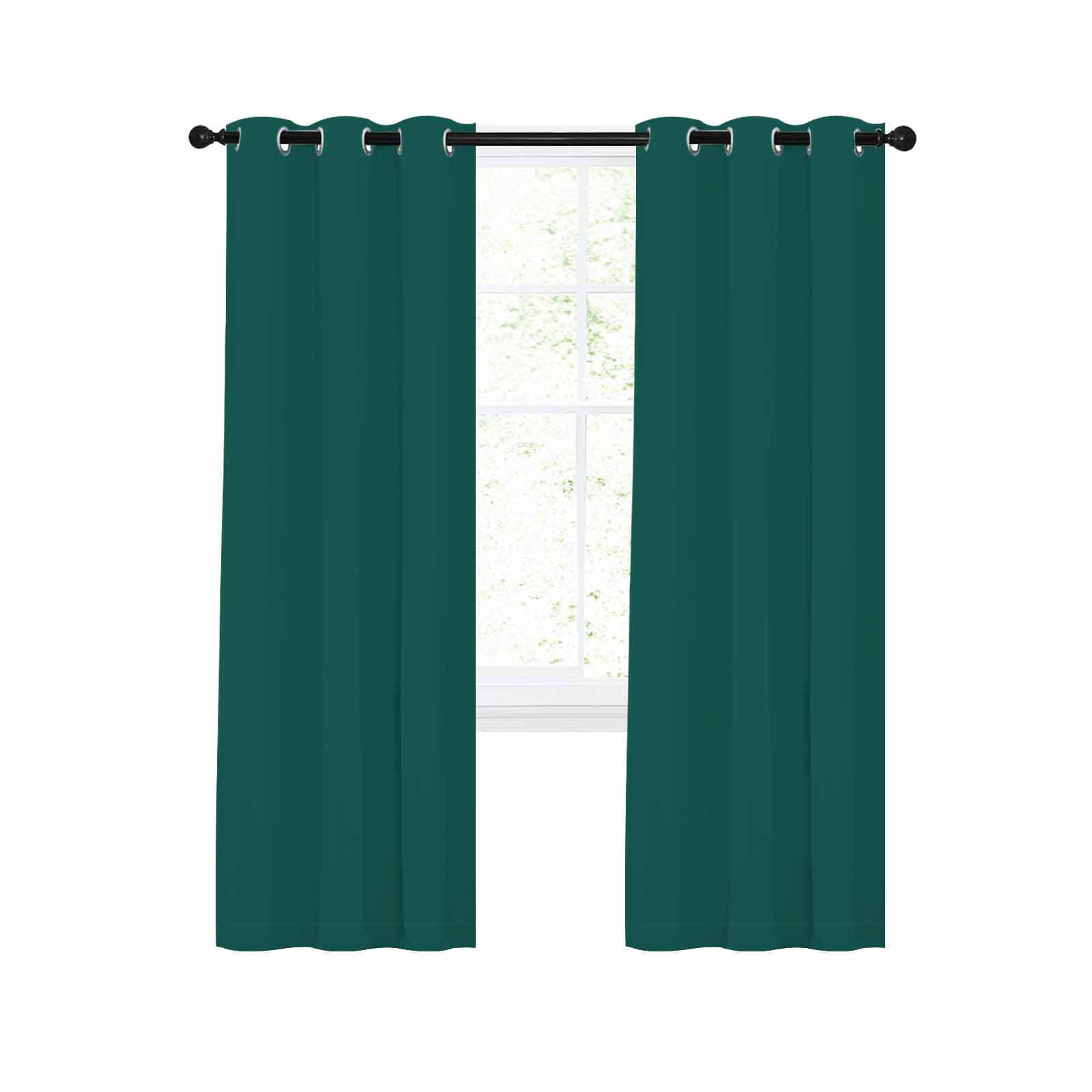 Dark Green Blackout Curtains 84 Inches Long for Bedroom, Modern Pure