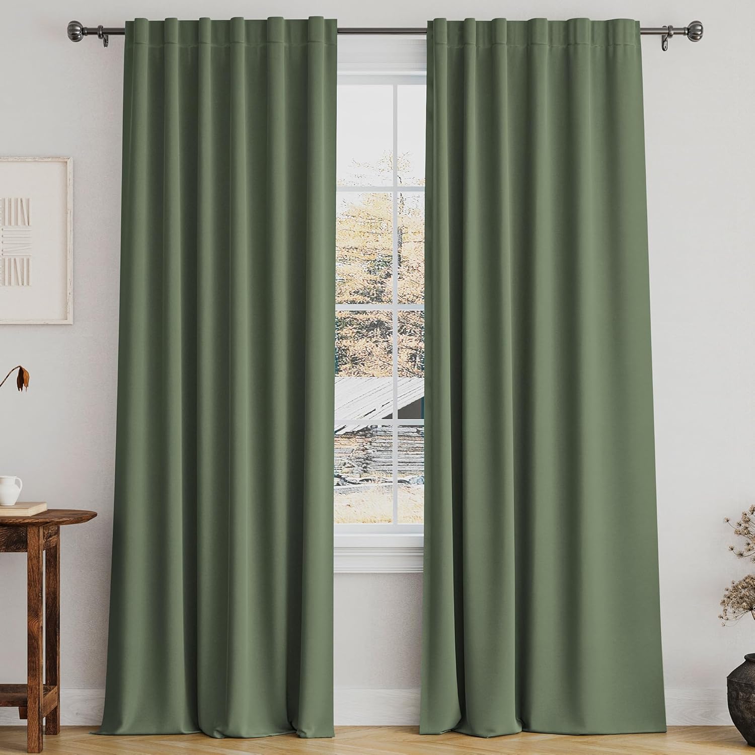 Dark Green Blackout Curtains Thermal Insulated Room Darkening Window