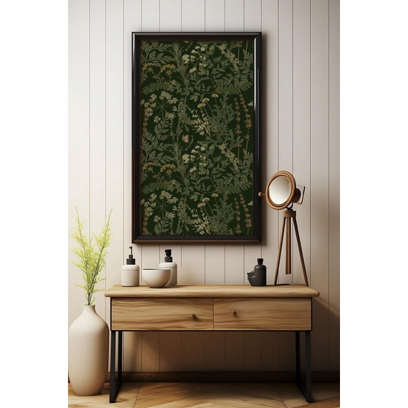 Dark Green Botanical Art, Apothecary Vintage Wall Art, Unframed Paper Poster 24x36in