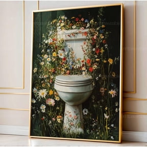 Dark Green Botanical Bathroom Art Vintage Floral Rustic Nature Wall Decor Printable Unframed Paper Print