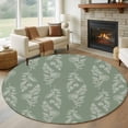 thumbnail image 1 of Dark Green Botanical Round Rug 6ft Washable Circle Kitchen Rugs Non Slip Pastoral Elegant Spring Floral Large Area Rug Indoor Floor Carpet for Bedroom Living Room Home Office Dining Room Nursery, 1 of 8
