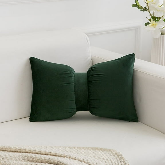 Dark Green Bow Shaped Pillow,Soft Throw Pillows Aesthetic Decorative Pillows for Bed Sofa Couch Home Decor30*50cm