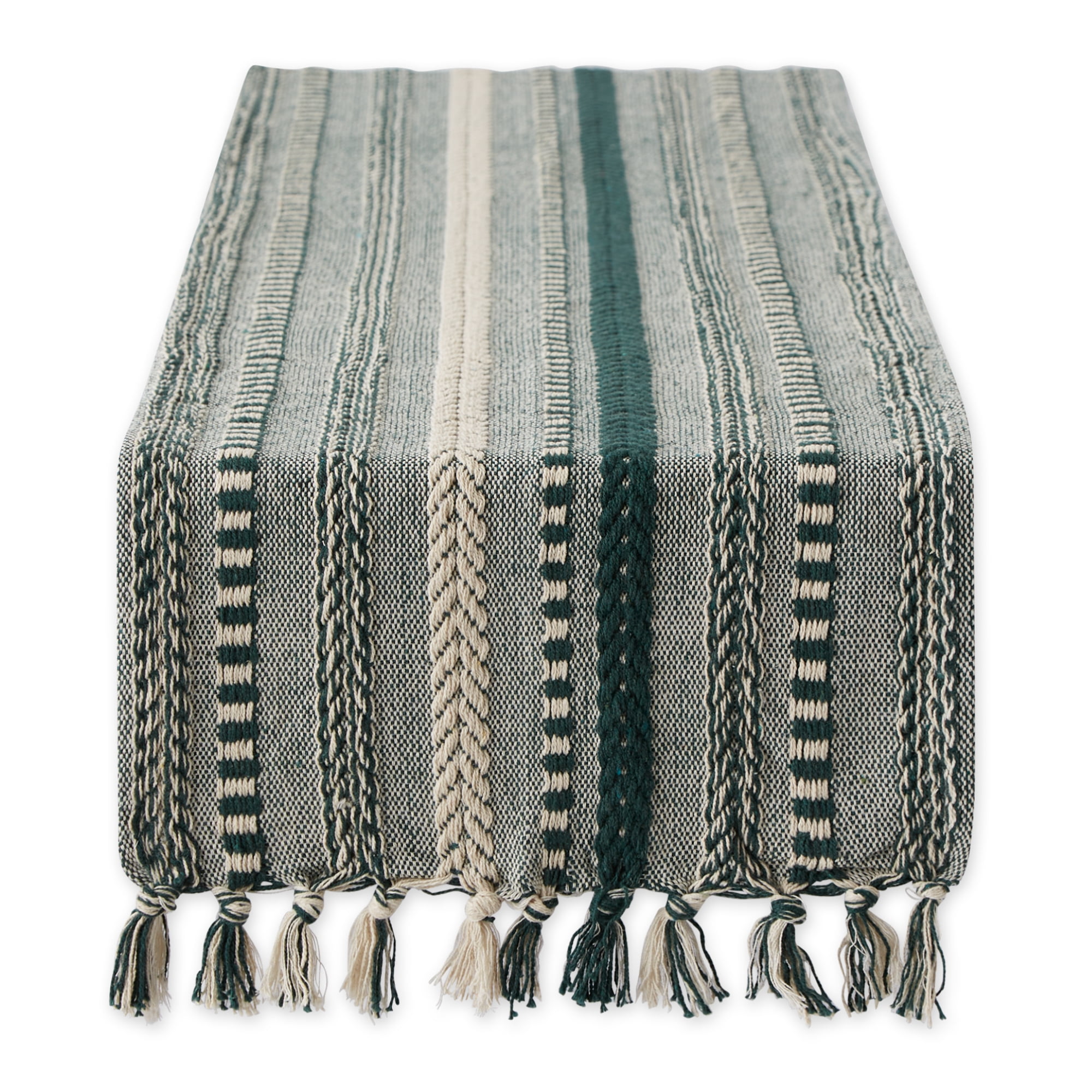 Green Ribbed Table Runner Walmart Cotton Washable Dark Green Braided Stripe Table Runner 15x108 ...