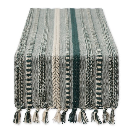 Dark Green Braided Stripe Table Runner 15x108