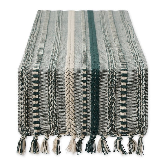 Dark Green Braided Stripe Table Runner 15x72