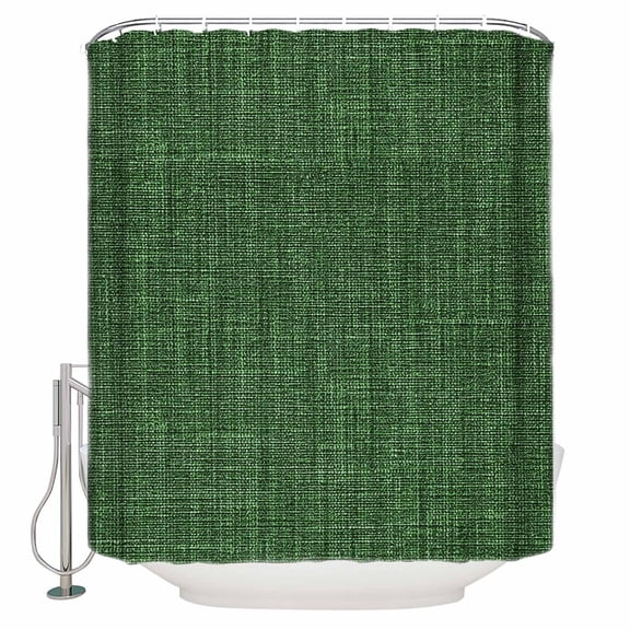 Dark Green Burlap Texture Bathroom Shower Curtains with 12 Hooks Polyester Waterproof Shower Curtain for Stalls and Bathtubs Farmhouse Vintage Green Decorative Bathroom Privacy Curtain 48x72 Inches