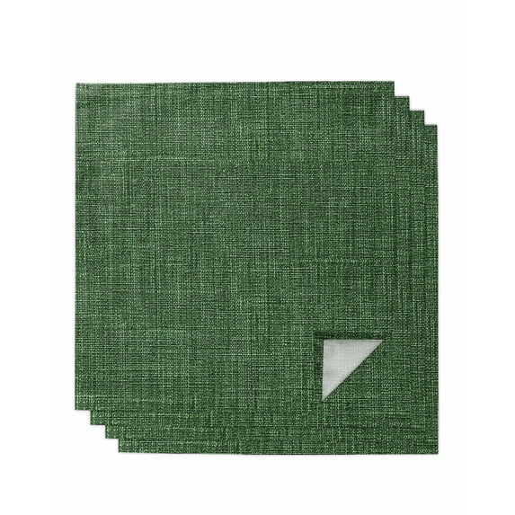 Dark Green Burlap Texture Cloth Napkins Set of 4 Reusable Dinner Napkins, Farmhouse Vintage Green Cocktail Napkin Washable Table Napkins for Wedding/Holiday Party/Baby Shower 20"x20"