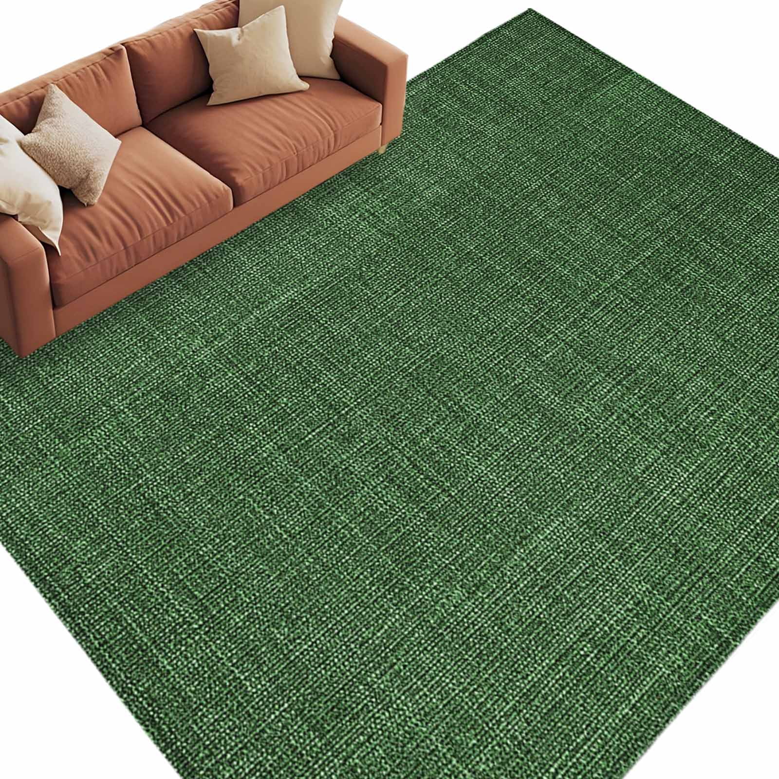 Burlp Rug Dark Green Burlap Texture Large Area Rugs for Bedroom Living Room, Soft ...