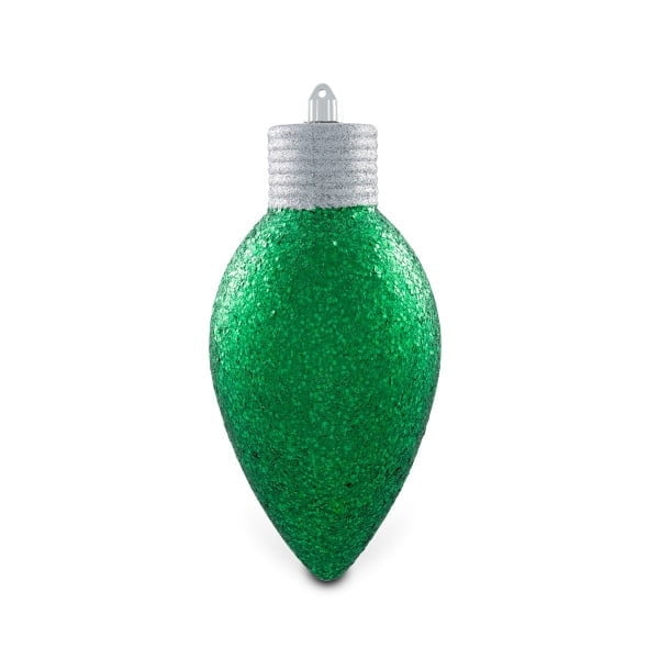 Dark Green Glitter Jumbo C9 Bulb Shatterproof Christmas Ornament, 13", by Holiday Time