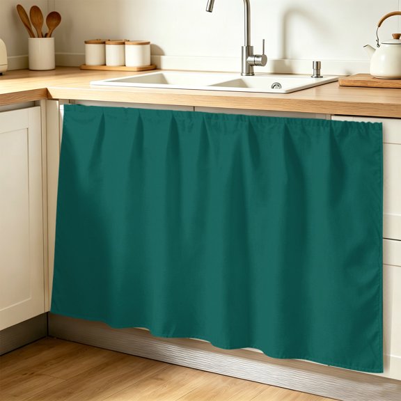 Dark Green Cabinet Curtains for Shelves, Modern Pure Dark Green Privacy Curtain for Closet Self Adhesive, Dust-Proof Drapes for Closet Storage Room Classroom Doorway, 32"W x 55"L