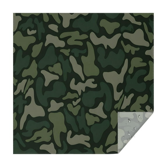 Dark Green Camo Classic Shapes Pattern Square Tablecloth,Waterproof Square Table Cover,Wipeable Spillproof Washable Table Cover for Home Kitchen Party Decor 42"X42"(107x107cm)