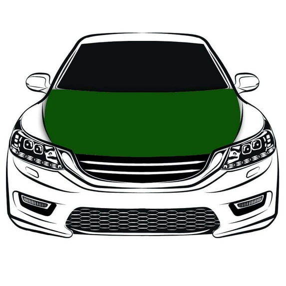 Dark Green Flag Car Hood Cover 3.3X5FT/6X7FT 100% Polyester Elastic Fabrics Can be Washed Suitable for large SUV and Pickup Trucks (3.3X5FT)