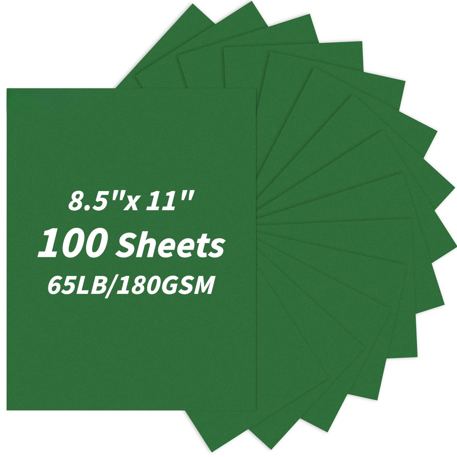 Dark Green Cardstock Paper 8.5'' X 11''  100 Sheets 180gsm/65 Lb Printer Cover Card Stock Construction For Making Printing Craft Drawing Scrapbooking School Supplies