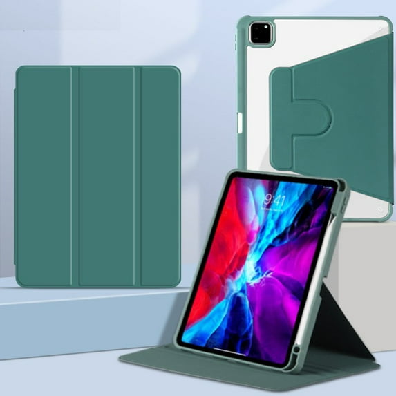 (Dark Green) Case for iPad Air 4th/iPad Air 5th Generation 10.9-Inch 360 Degree Rotation Protective Stand Case Back Smart Clear Cover Auto Sleep/Wake with Pencil Holder for iPad Air 4/iPad Air 5