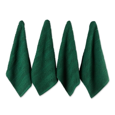 Dark Green Chevron Luxury Barmop (Set of 4)