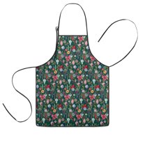 Dark Green Christmas Ornament Pattern Kids Aprons for Girls and Boys,Adjustable Neck Strap Toddler Aprons for Kids Cooking Baking