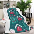 thumbnail image 1 of Dark Green Christmas Tree and House Pattern Blanket,Comfortable Soft Flannel Throw Blanket,All Season,Warm Lightweight Blankets for Sofa Bed Couch Living Room Chair,40"x50", 1 of 4