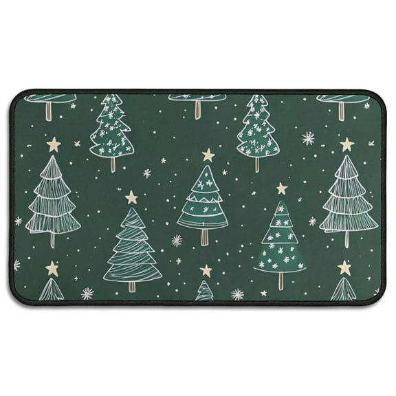 Dark Green Christmas Tree Pattern Door Rugs,Washable Non Slip Door Mats Indoor,Decorative Door Mats,Entry Mat Indoor for Entrance,Bedroom,Kitchen,Bathroom,30"x17"