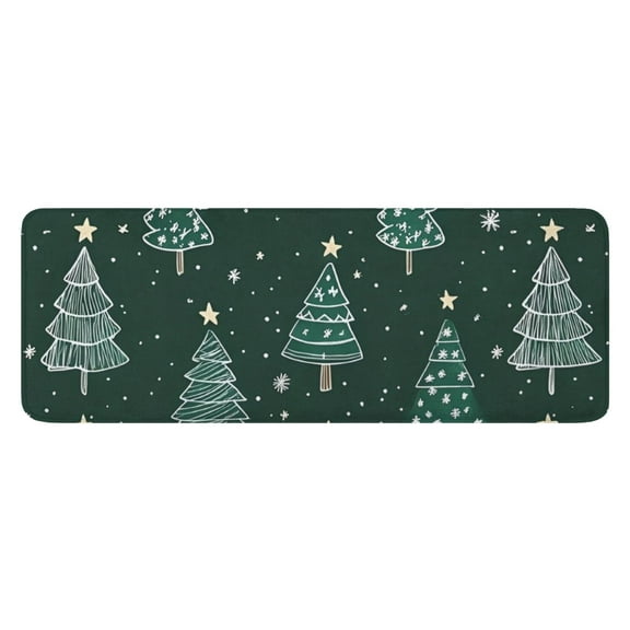 Dark Green Christmas Tree Pattern Kitchen Rug Mat,Kitchen Runner Rugs Non Skid Washable,Decorative Kitchen Floor Mats for Kitchen,Sink,Laundry,17"x47.2"