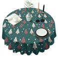 thumbnail image 1 of Dark Green Christmas Tree Pattern Round Tablecloth 60"x60",Wrinkle Wipeable Table Cloth for Kitchen Dining Room Picnic Patio Party, 1 of 6