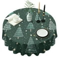 thumbnail image 1 of Dark Green Christmas Tree Pattern Round Tablecloth 60"x60",Wrinkle Wipeable Table Cloth for Kitchen Dining Room Picnic Patio Party, 1 of 6