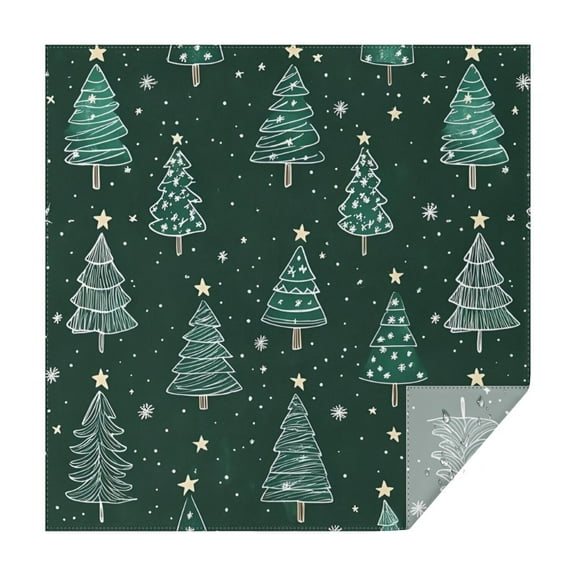 Dark Green Christmas Tree Pattern Square Tablecloth,Waterproof Square Table Cover,Wipeable Spillproof Washable Table Cover for Home Kitchen Party Decor 60"x60"(152x152cm)