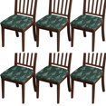 thumbnail image 1 of Dark Green Christmas Tree Seat Covers for Dining Room Chairs Set Of 6,Stretch Printed Washable Chair Seat Cover with Elastic Ties and Button,Removable Waterproof Couch Cushion Covers, 1 of 6