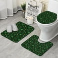 thumbnail image 1 of Dark Green Christmas Tree and Star Pattern Bathroom Rugs Sets 3 Piece,Toilet Cover Set,Absorbent Non Slip Bathroom Mats Sets with U-Shaped Contour Rug Toilet Rug Set, 1 of 5