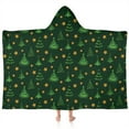 thumbnail image 1 of Dark Green Christmas Tree and Star Pattern Hooded Bath Towel，60"x35" for Ages 3 To 12 Kids, Quick Dry Lightweight Soft Microfiber Hood Beach Towel Cover Up for Kids, 1 of 7