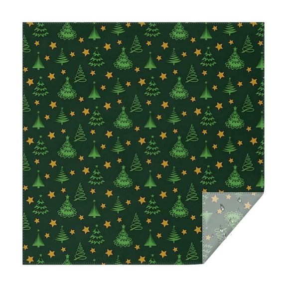 Dark Green Christmas Tree and Star Pattern Square Tablecloth,Waterproof Square Table Cover,Wipeable Spillproof Washable Table Cover for Home Kitchen Party Decor 42"X42"(107x107cm)