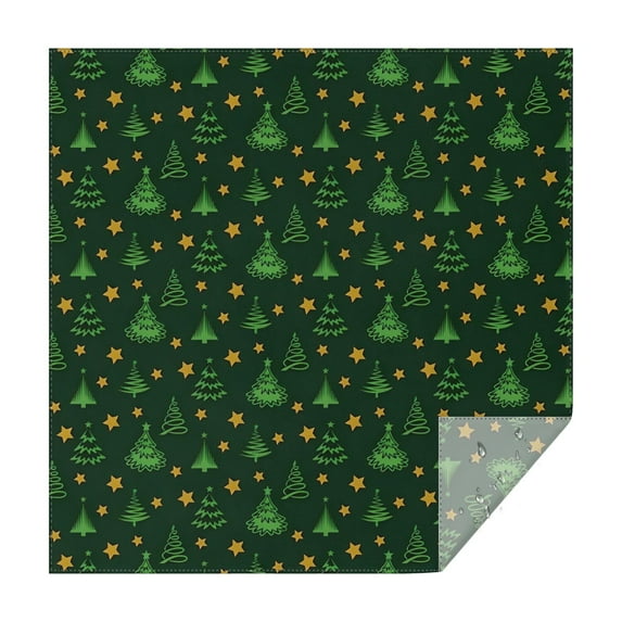 Dark Green Christmas Tree and Star Pattern Square Tablecloth,Waterproof Square Table Cover,Wipeable Spillproof Washable Table Cover for Home Kitchen Party Decor 52"x52"(132x132cm)