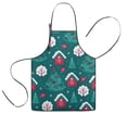 thumbnail image 1 of Dark Green Christmas Tree and House Pattern Kids Aprons for Girls and Boys,Adjustable Neck Strap Toddler Aprons for Kids Cooking Baking, 1 of 7