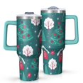 thumbnail image 1 of Dark Green Christmas Tree and House Pattern Tumbler with Handle and Lid,40oz Double Wall Vacuum Insulated Tumbler,Cups Gift for Women and Men, 1 of 7