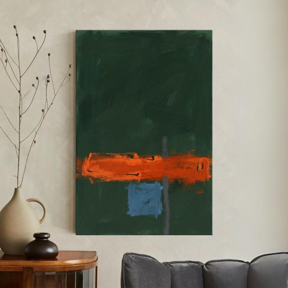 Dark Green Color Block Poster, Unframed Paper Poster 8x10in