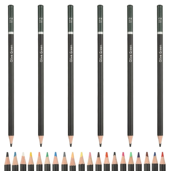 Dark Green Color Drawing Pencils for Adult Coloring Books, 6 Pcs