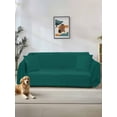 thumbnail image 1 of Dark Green Couch Cover for 2 Cushion Couch, Modern Pure Dark Green Washable Love Seat Sofa Covers Slipcover, Throw Sofa Covers for Pets, Furniture Protector 71"x102", 1 of 9